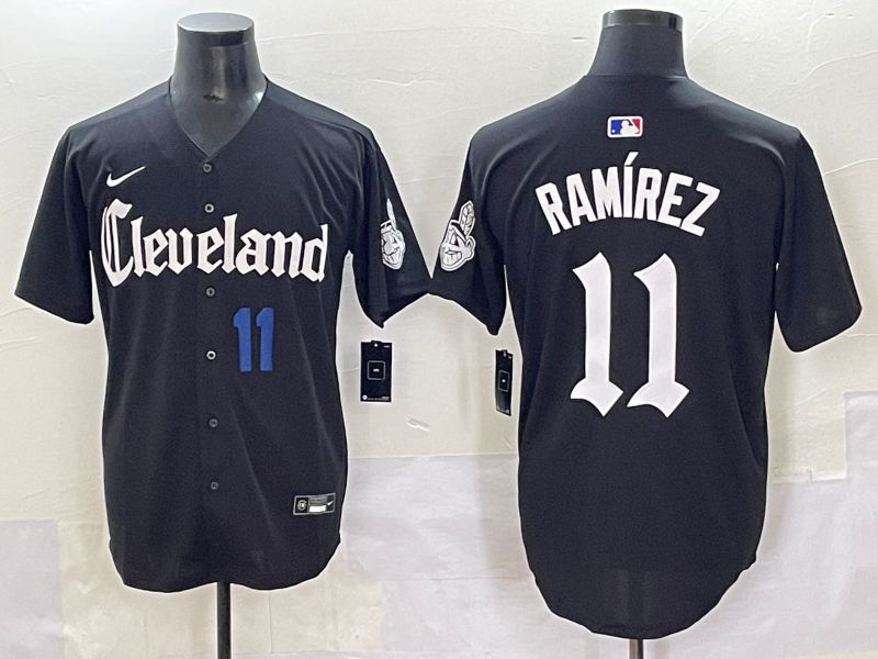 Men 2025 Cleveland Indians #11 Ramirez Black Five generations Joint Name Nike MLB Jersey style 4->cleveland indians->MLB Jersey